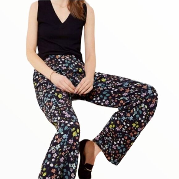 NWOT LOFT ELASTIC WAIST WIDE LEGS FLORAL PANTS W/POCKETS SZ.XS - Picture 1 of 6
